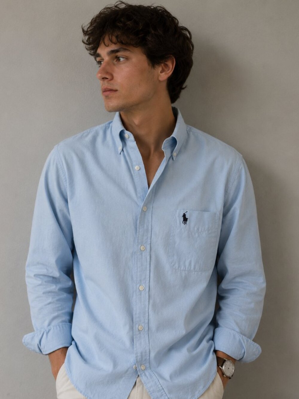 Ralph Lauren Light Blue Button Down Shirt Men’s XL Cotton Black Pony Classic Fit